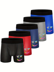 5pcs Boys Boxer Briefs Soft Comfortable Breathable Kids Clothes