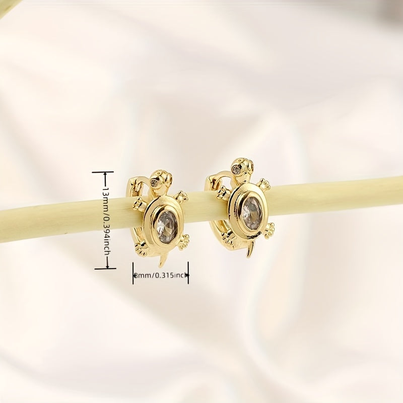 Girl s Turtle Inlaid Rhinestone Earrings Party Jewelry Accessories
