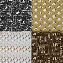 Coffee Themed DIY Scrapbook Stickers & Backgrounds Kit - 24 Sheets