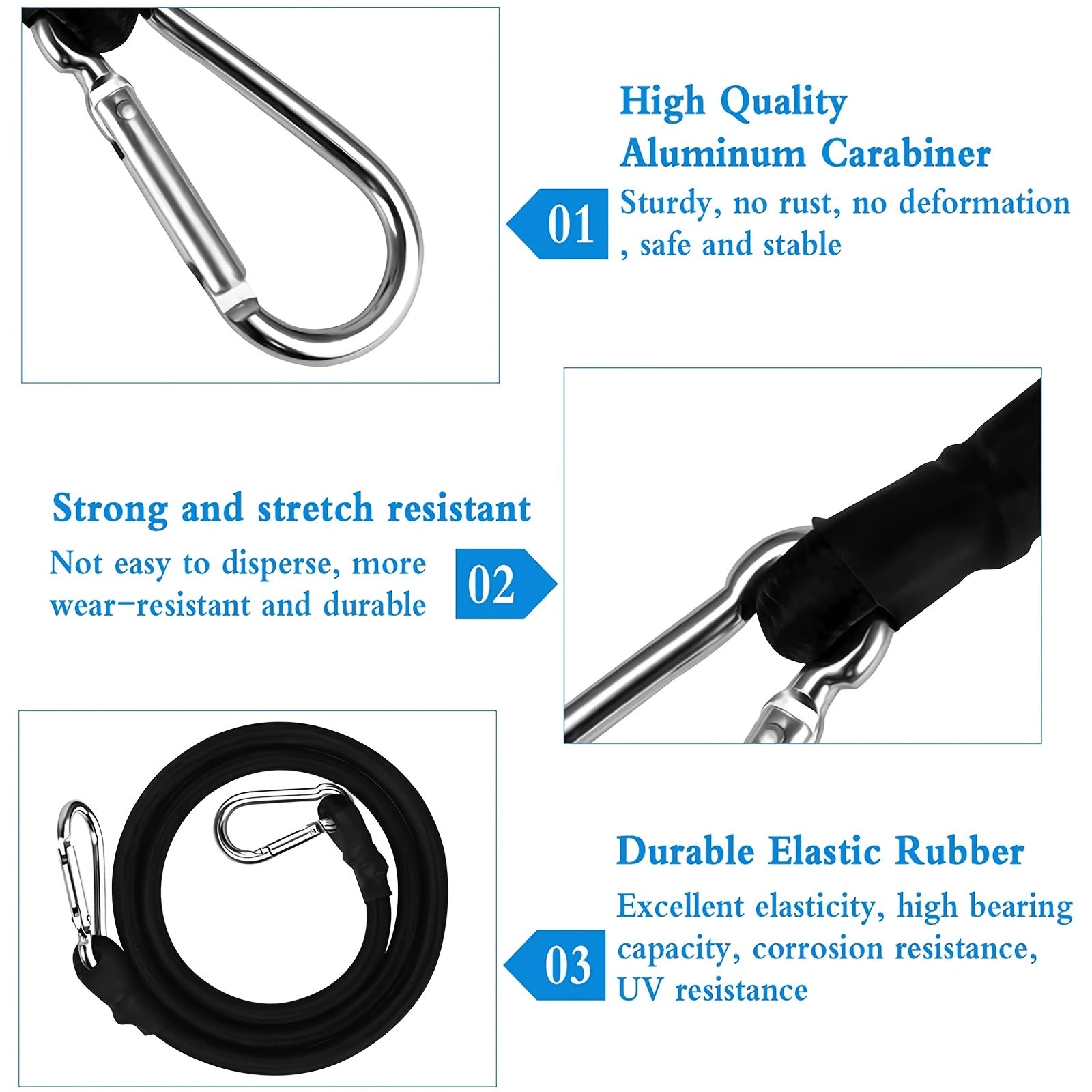Heavy Duty Elastic Rope With Carabiner for Outdoor Camping Luggage Bike Rack
