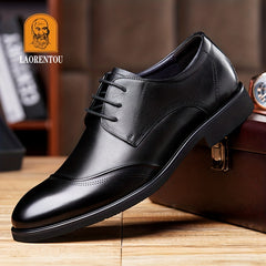 LAORENTOU Men's Leather Pointed Toe Lace Up Loafer Shoes Lightweight Non Slip