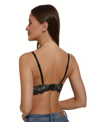 Floral Lace Plunge Bra with Scallop Trim