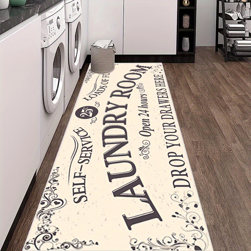 Letter Pattern Area Rug, Machine Washable, Non Slip
