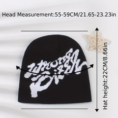 Hip Hop Unisex Beanie Classic Letter Jacquard Elastic Skull Cap Y2K Knit Hats