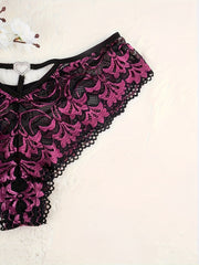 3 Pack Plus Size Sexy Panties Set Rhinestone Heart Ring Floral Lace Briefs