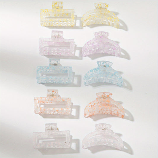 10pcs Hollow Transparent Speckle Hair Claw Non slip Shark Claw Style Hair Access