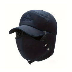 Winter Velvet Warm Hat Ear Protection Trapper Cap with Detachable Face Cover