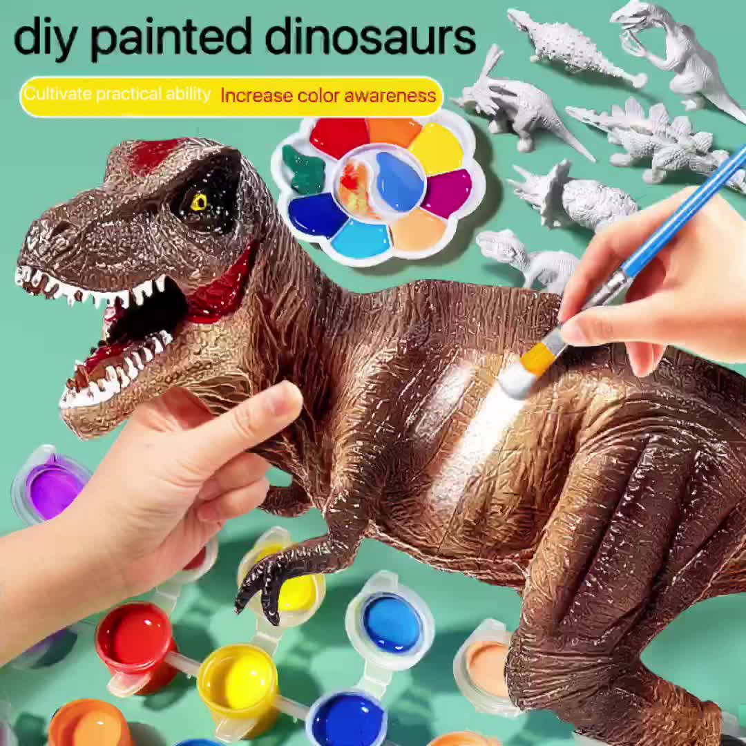 6pcs Dinosaur Coloring Set for Boys and Girls - 3D Animal Painting Toys