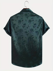 Men's Floral Print Short Sleeve Shirt for Summer Vacation