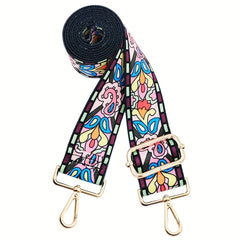 Retro Flower Pattern Bag Strap Replacement Wide Shoulder Bag Strap