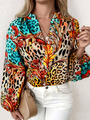 Baroque Print Lantern Sleeve Blouse