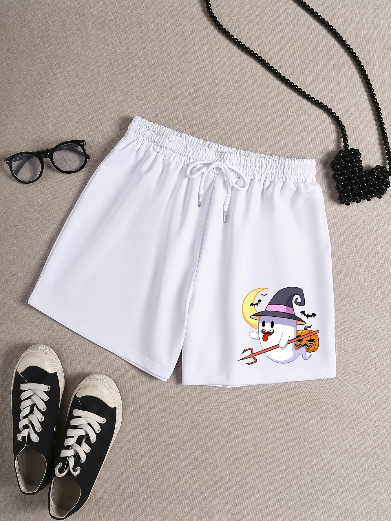 Halloween Lounge Shorts Women's Witch Hat Ghost Pumpkin