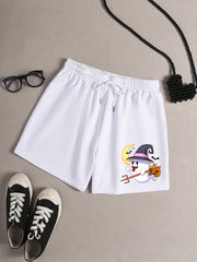 Halloween Lounge Shorts Women's Witch Hat Ghost Pumpkin