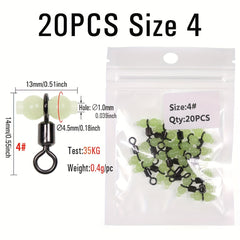 20pcs 4 2 2 0 Luminous Cross line Rolling Swivels Fishing Rigs Connector