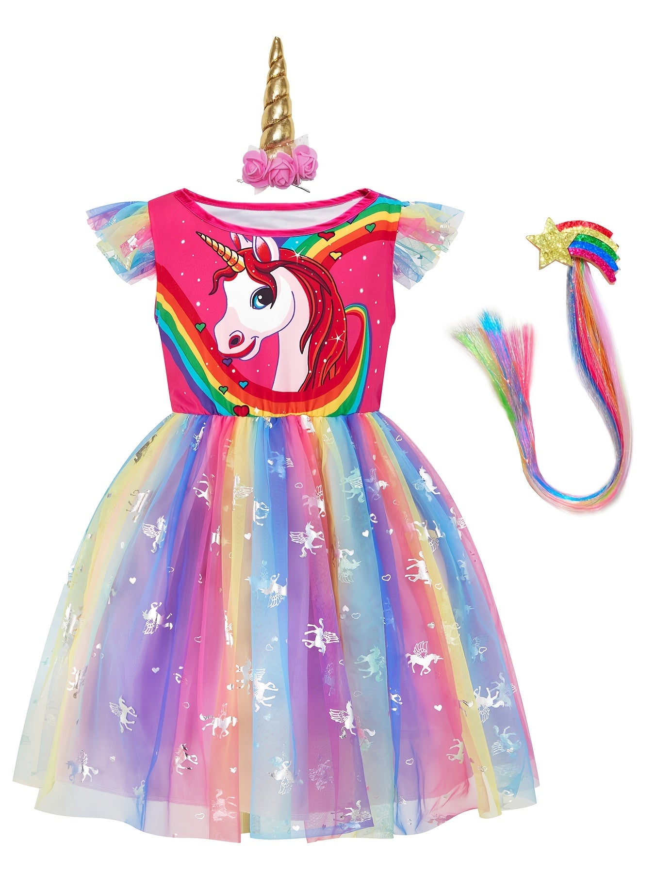 Unicorn Princess Dress Costume Set for Girls