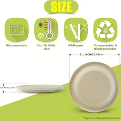 50 Pcs Biodegradable Sugarcane Pulp Disposable Plates