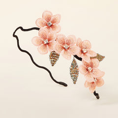 French Vintage Beaded Fabric Flower Headband