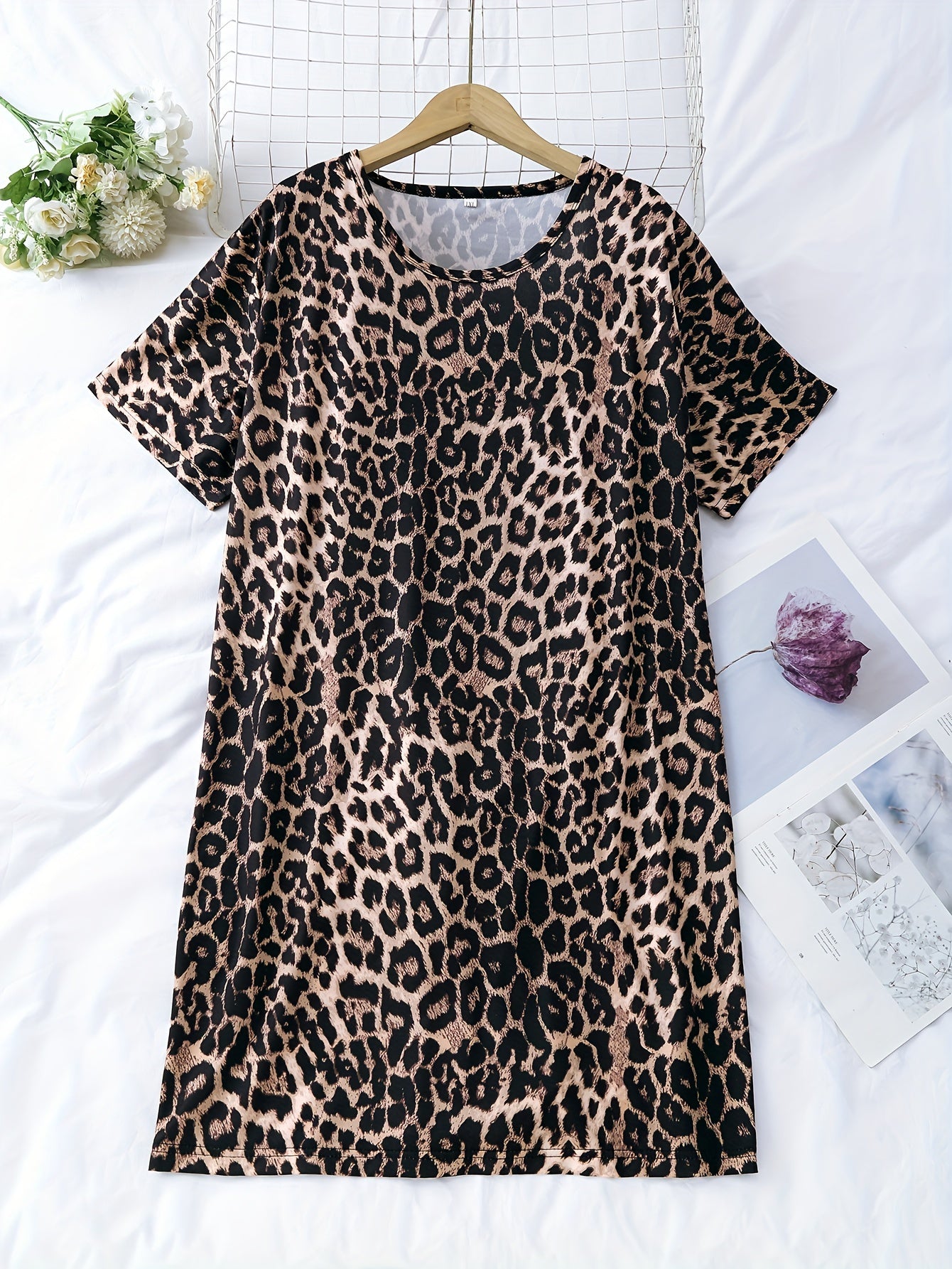 3 Pack Plus Size Leopard Print Nightdress Set