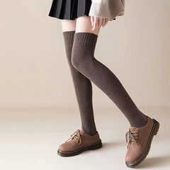Women's Thickened Thigh High Socks Solid Warm Over The Knee Stockings