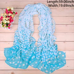 Casual Chiffon Scarf Dot Print Gradient Windproof Shawl Beach Towel