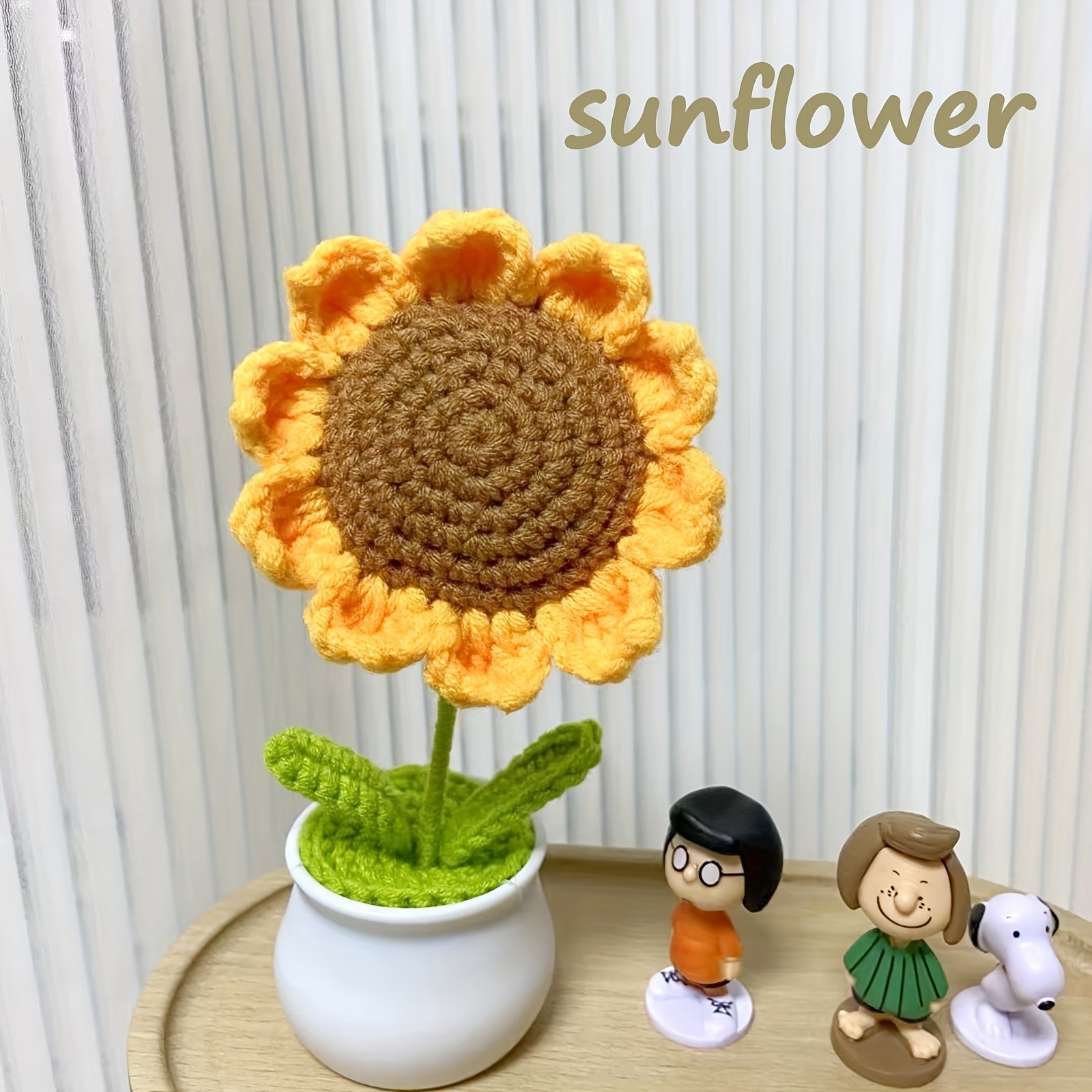 Hand-Woven Wool Crochet Pots for Flower Planting - Sunflower, Lily of the Valley