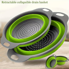 Silicone Collapsible Colander with Handle for Washing and Draining