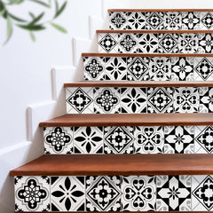 Watercolor Tile Print Staircase Sticker Self-Adhesive Waterproof Wall Decoration
