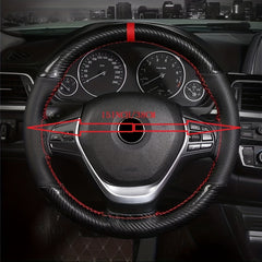 Red Mark Micfiber Carbon Fiber Leather Car Steering Wheel Cover