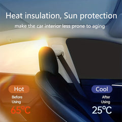 Car Side Window Sunshades Set with Hidden Magnetic Silvery Curtains