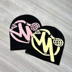 Warm Windproof Sport Knit Beanie Hat with Printing for Men and Women