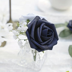 25pcs Artificial Navy Roses DIY Wedding Bouquets Bridal Shower Party Decor
