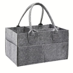 Gray Felt Diaper Caddy Organizer with 8 Pockets