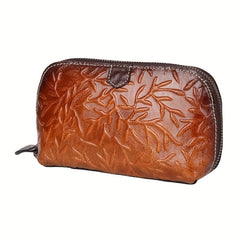 Vintage Leather Wristlet Clutch for Women Large Capacity Wallet