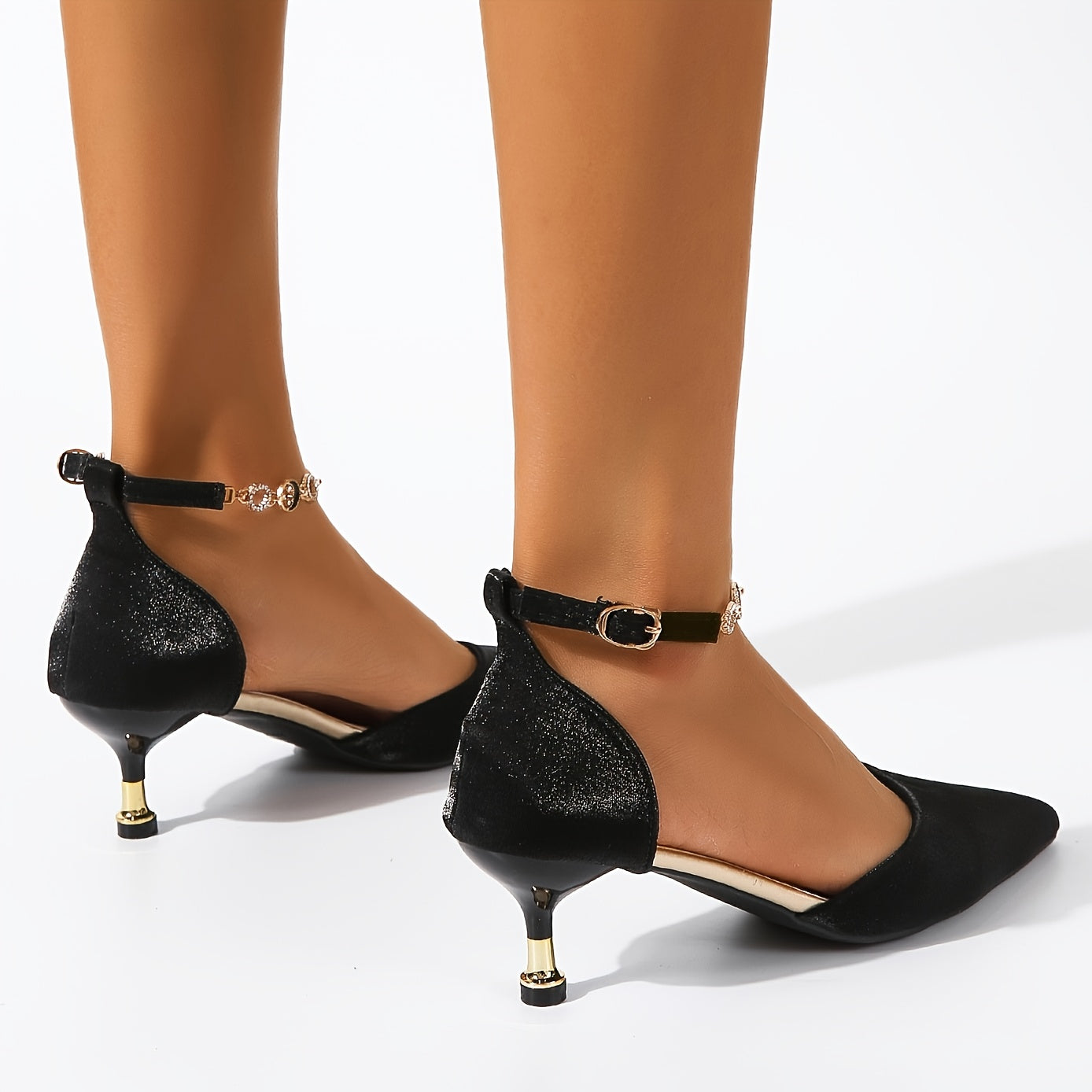Pointed Toe Stiletto Heeled Ankle Strap Pumps High Heels