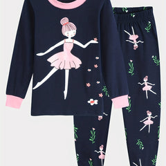 Girls Autumn Loungewear Set Long Sleeve Top & Trousers Dance Pajamas Set