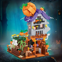 Halloween Pumpkin House Building Brick Toy Spooky Room Decor
