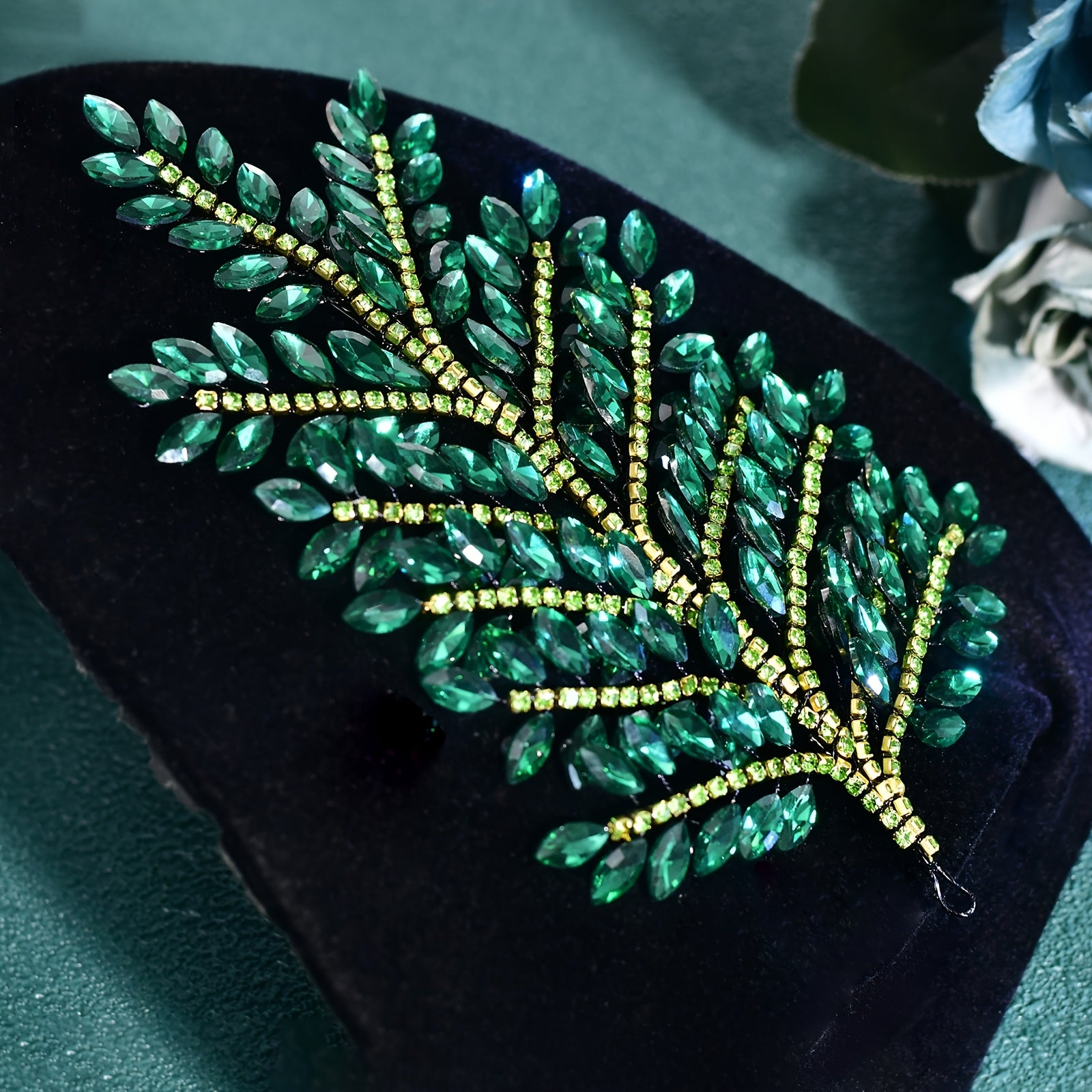 Leaf Rhinestone Hair Clip for Brides Wedding Proms
