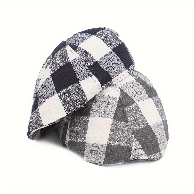 Plaid Newsboy Cap Beret Hat For Men