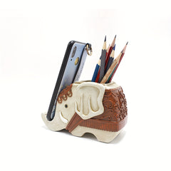 Creative Elephant Pen Holder Phone Holder Resin Ornament Office Stationery