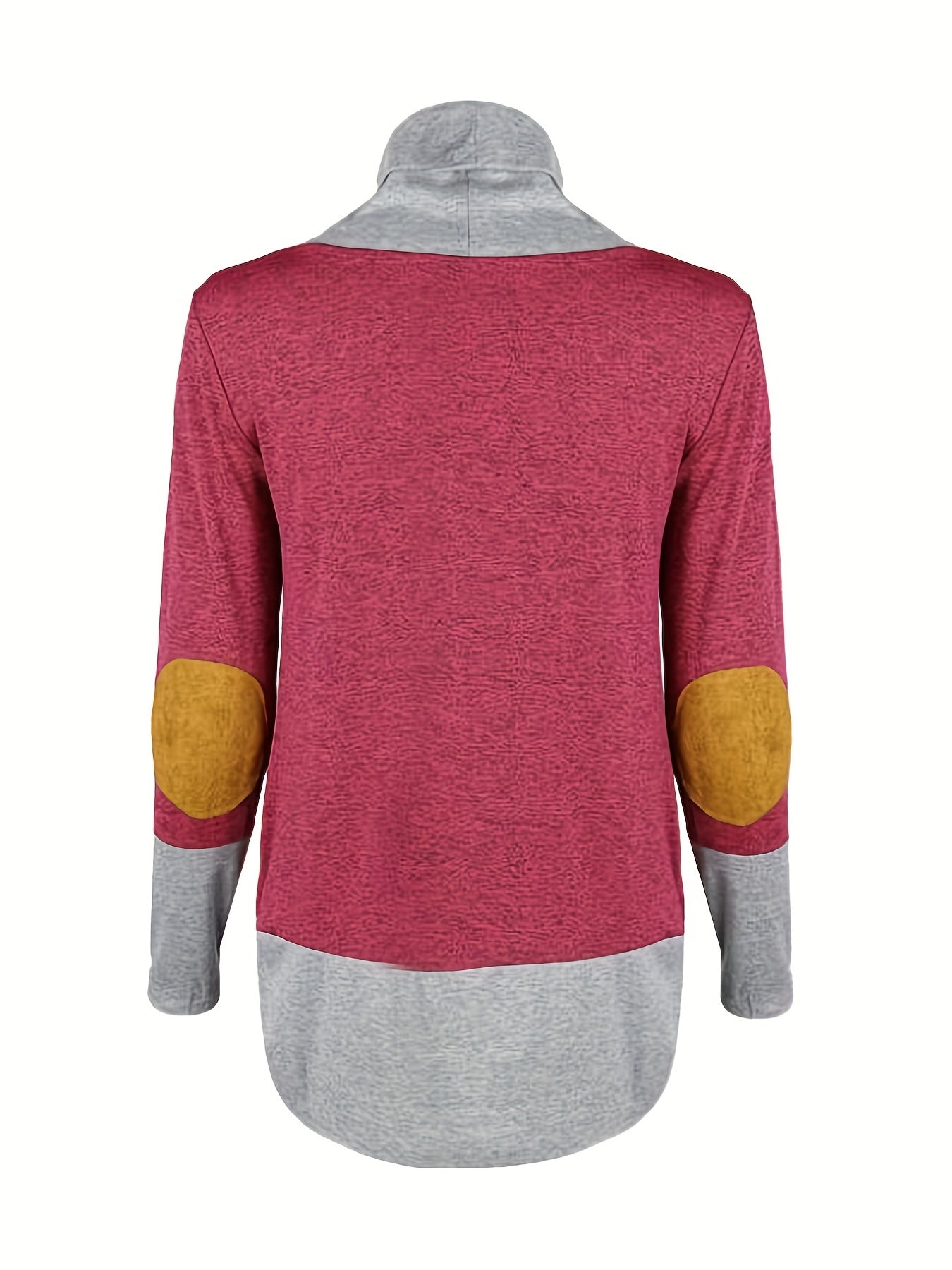 Block Turtle Neck Top Long Sleeve Casual Fall Spring Women's Top