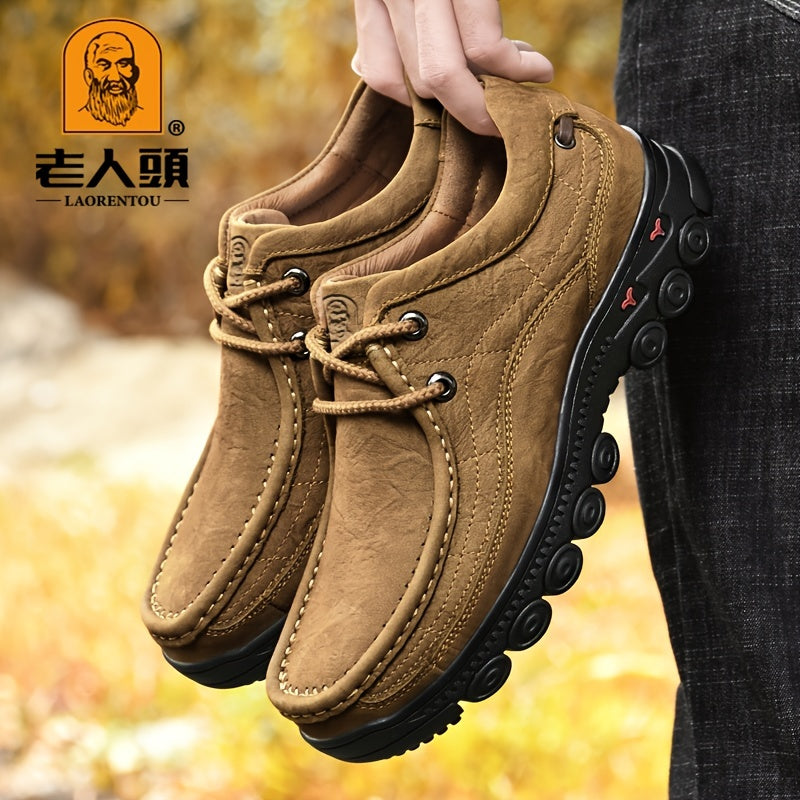 LAORENTOU Men's Leather Ankle Boots Walking Sneakers