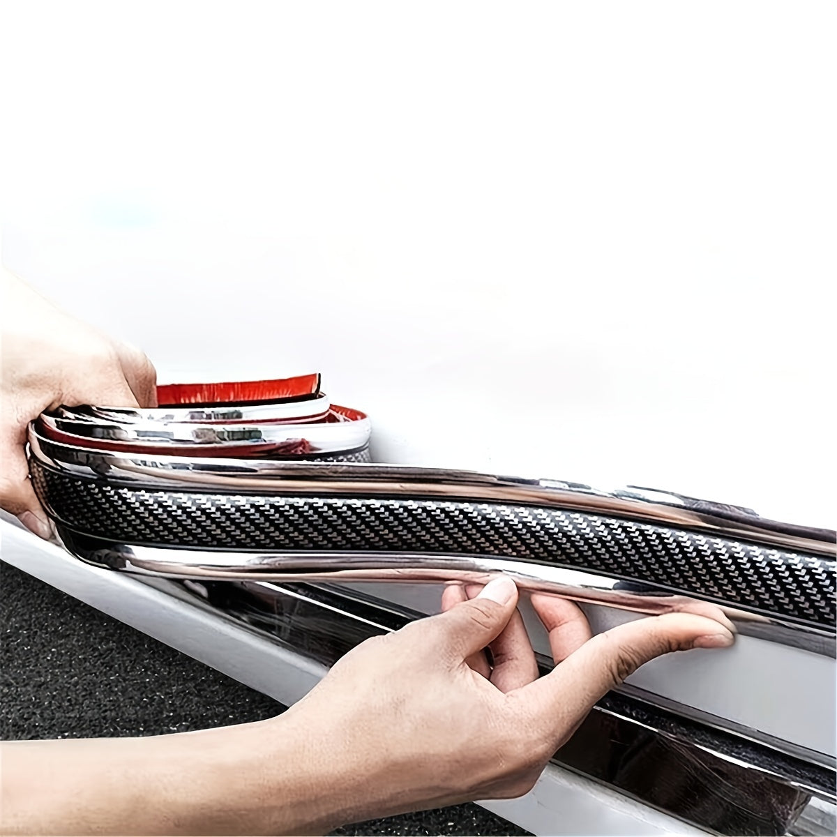 Car Door Edge Rear Bumper Scratch Protector Strip Carbon Fiber Pattern