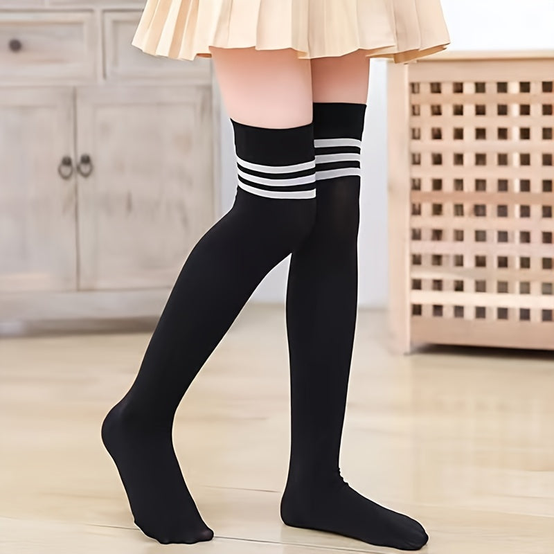 Striped Over Knee Socks for Women