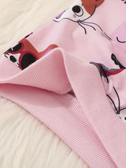 Cat Family Cartoon Ribbed Sweatshirt Crew Neck for Kids
