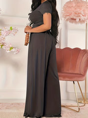 2 Piece Set: Crop Top & Wide Leg Pants