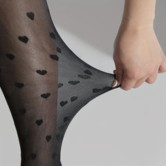 Heart Print High Rise Pantyhose for 0XL 2XL Women Plus