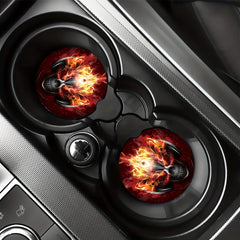 2pcs Flame Skull Print Car Coasters
