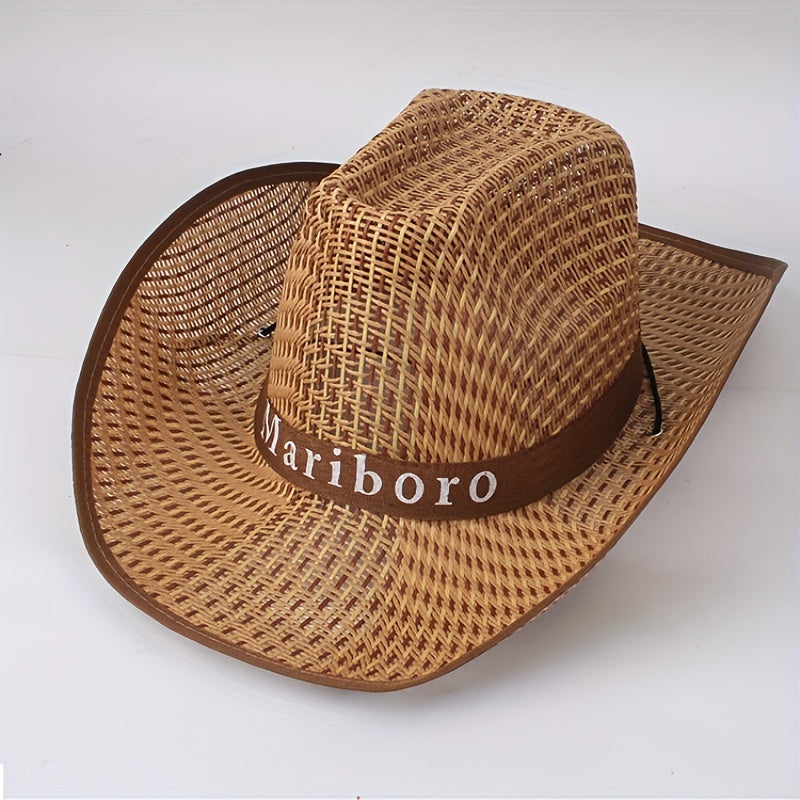 Unisex Western Cowboy Straw Hat Boho Summer Beach Hat