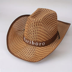 Unisex Western Cowboy Straw Hat Boho Summer Beach Hat