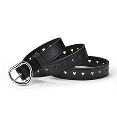 Girls Peach Heart Buckle Waist Belt Faux Leather Belt